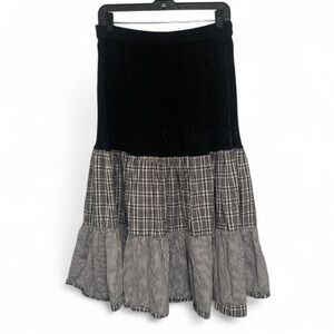 Y2K Black Patchwork Boho Cottagecore Maxi Skirt